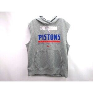 Detroit Pistons Nike Gray NBA Pregame Warmup Sleeveless Hoodie Mens Size L